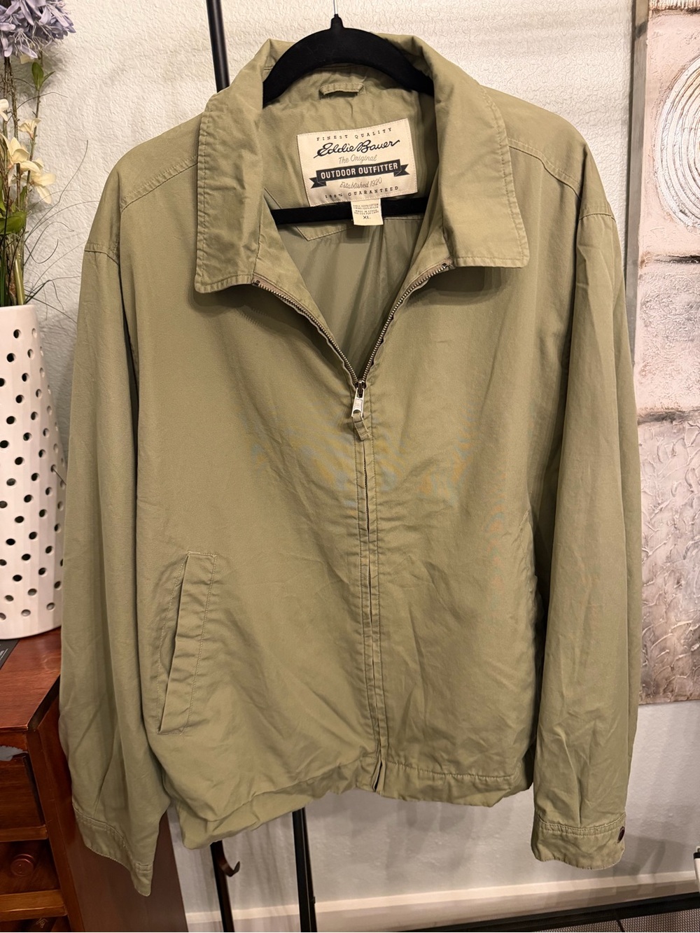 Eddie Bauer Olive Green Lightweight Zip Jacket